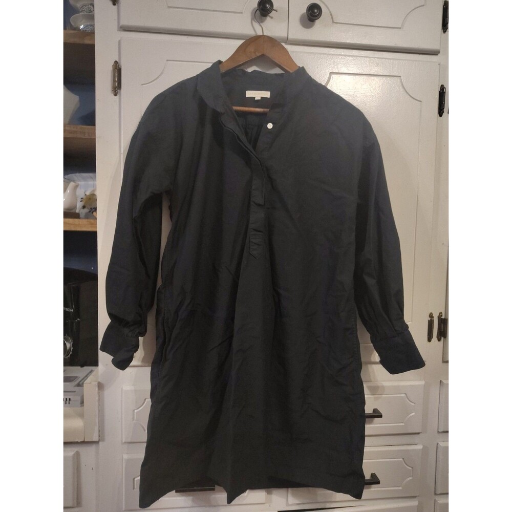 Ann Mashburn Short Popover Shirt Dress Size XS Black Pockets Long Sleeve